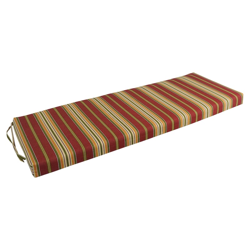 Blazing Needles 54-inch All-Weather Bench Cushion - Kingsley Stripe Ruby
