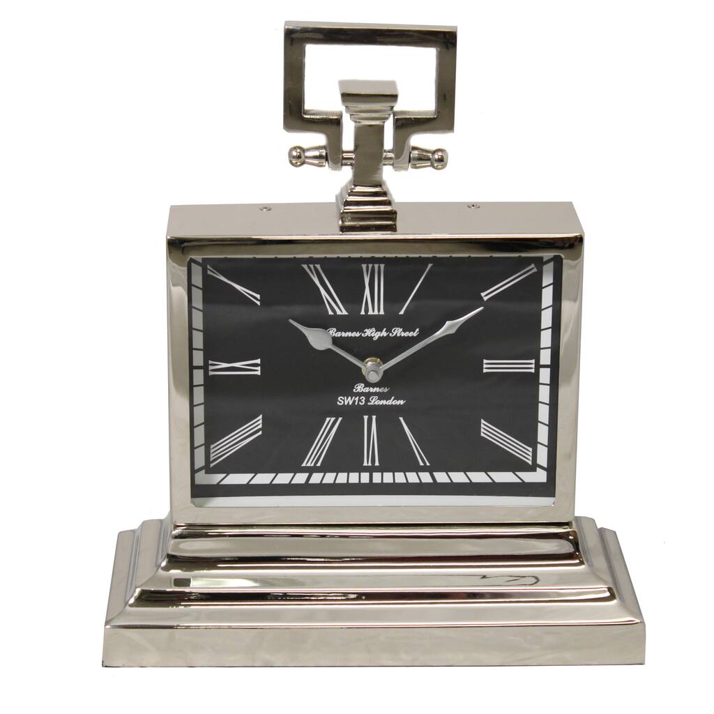 Barnes High Street Classic Square Nickel Table Clock
