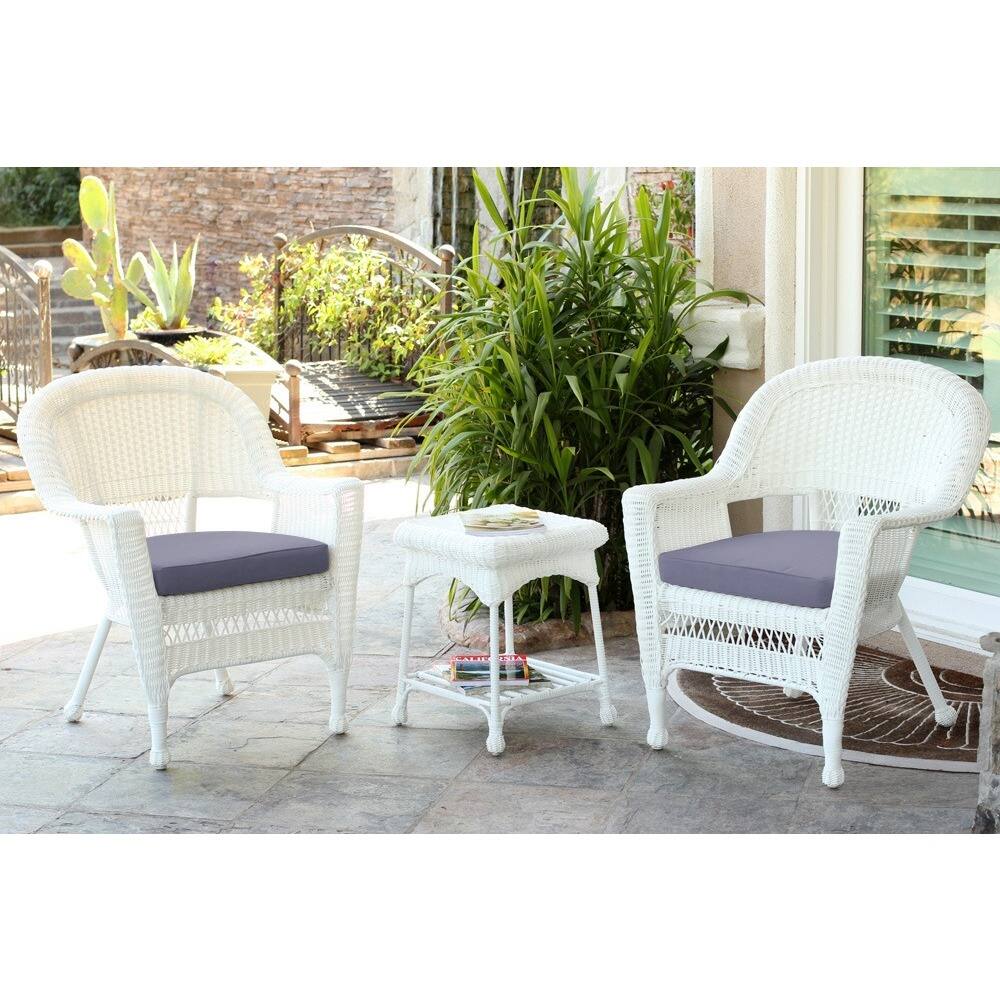 3 piece white wicker set