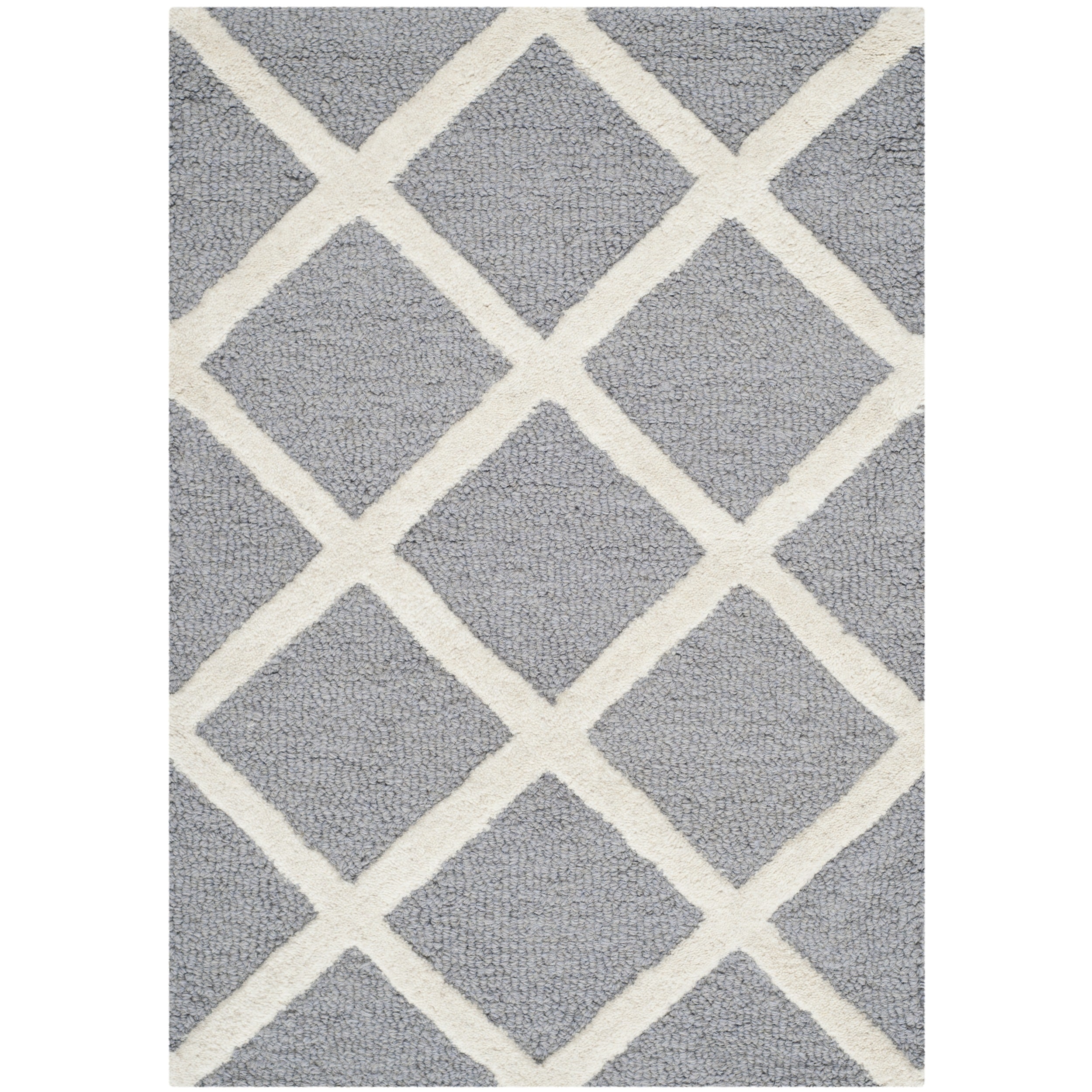 Safavieh Handmade Moroccan Cambridge Square Pattern Silver/ Ivory Wool Rug (3 X 5)