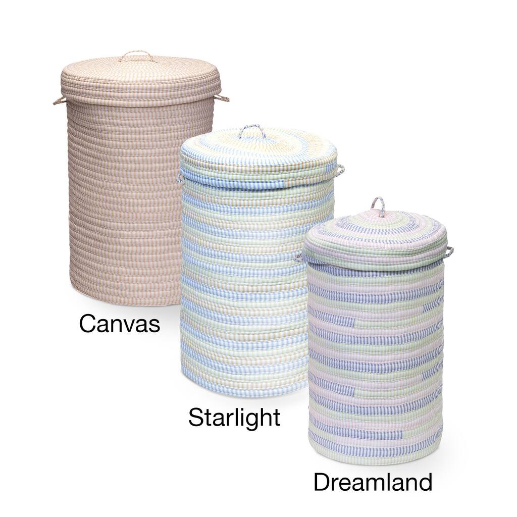 Colonial Mills Ticking-Stripe Fabric Hamper with Lid