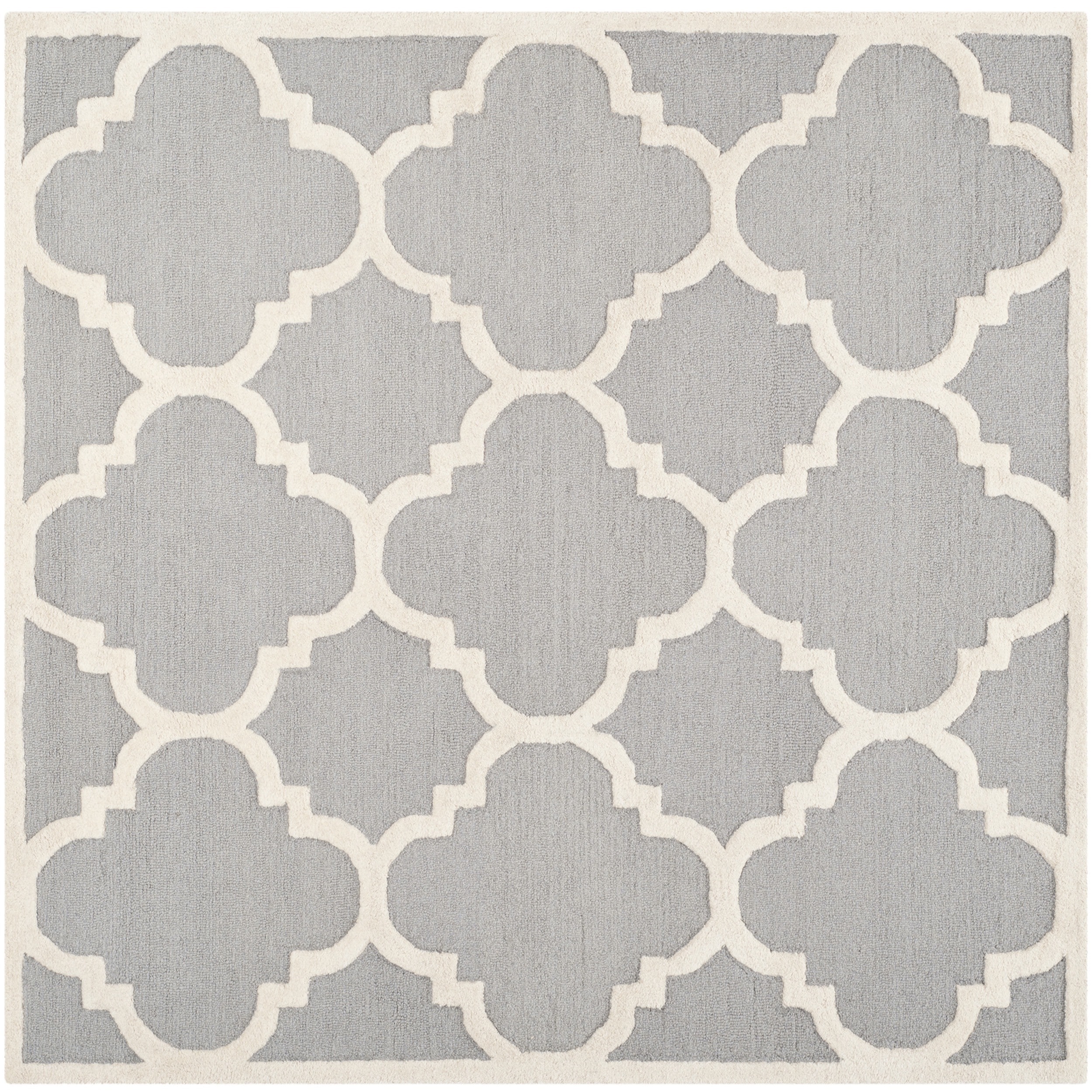 Safavieh Handmade Moroccan Cambridge Silver/ Ivory Wool Rug (10 Square)