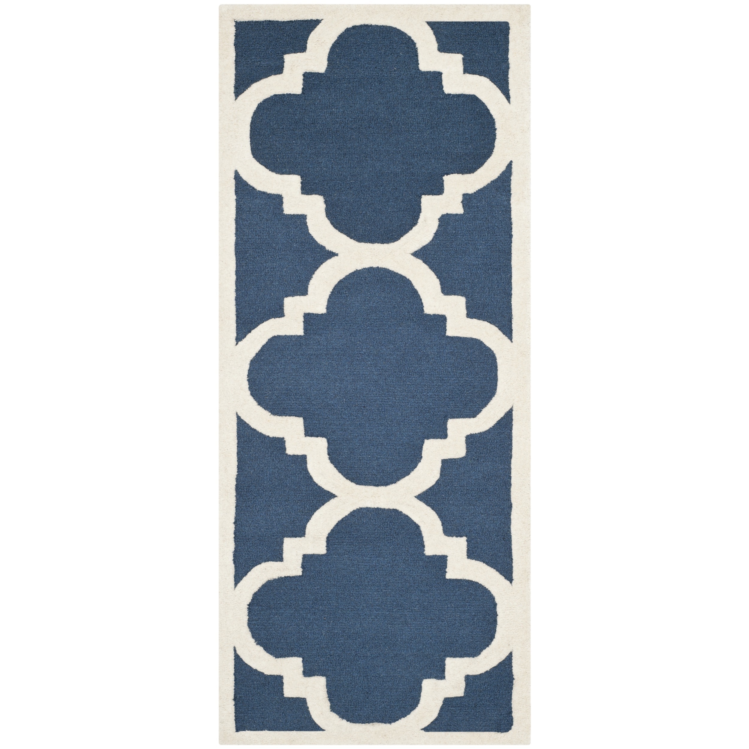 Safavieh Handmade Moroccan Cambridge Navy/ Ivory Wool Rug (26 X 14)