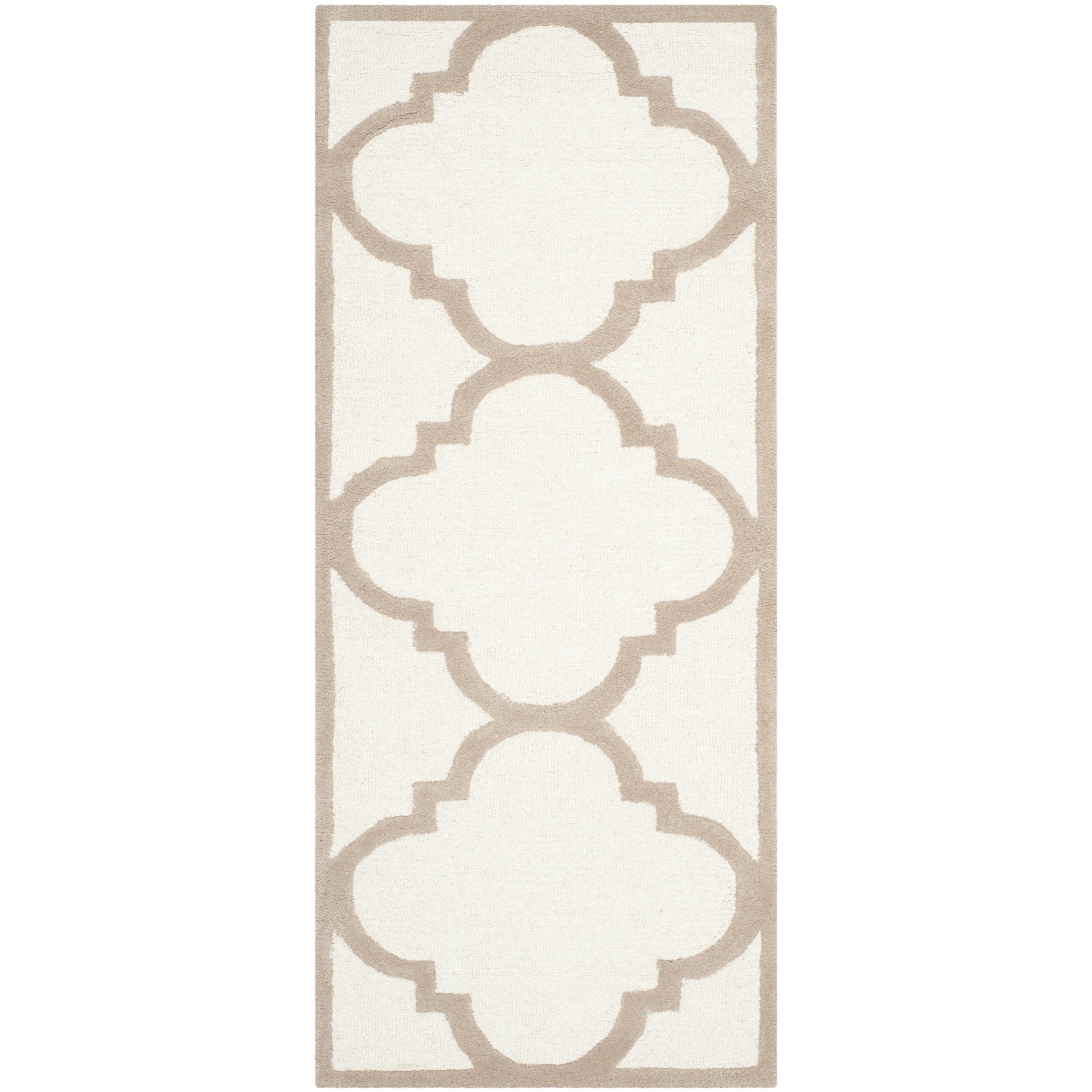 Safavieh Handmade Moroccan Cambridge Ivory/ Beige Wool Rug (26 X 12)