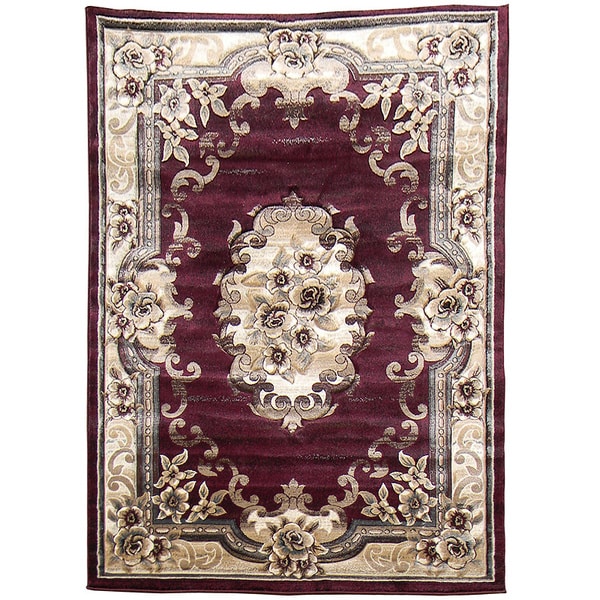 Burgundy Oriental Design Area Rug (5' x 7') DonnieAnn 5x8   6x9 Rugs