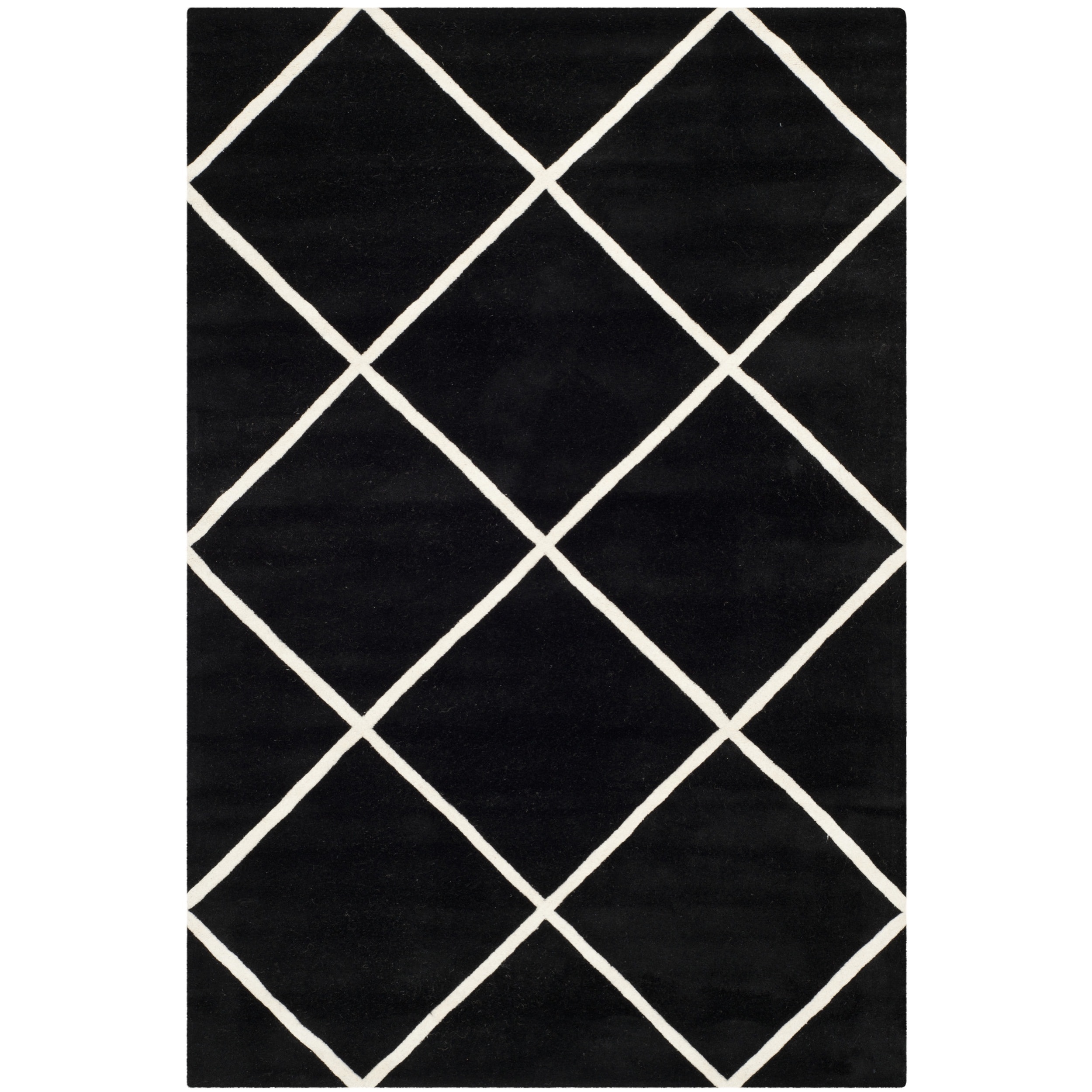 Safavieh Contemporary Handmade Moroccan Chatham Black/ Ivory Wool Rug (5 X 8)