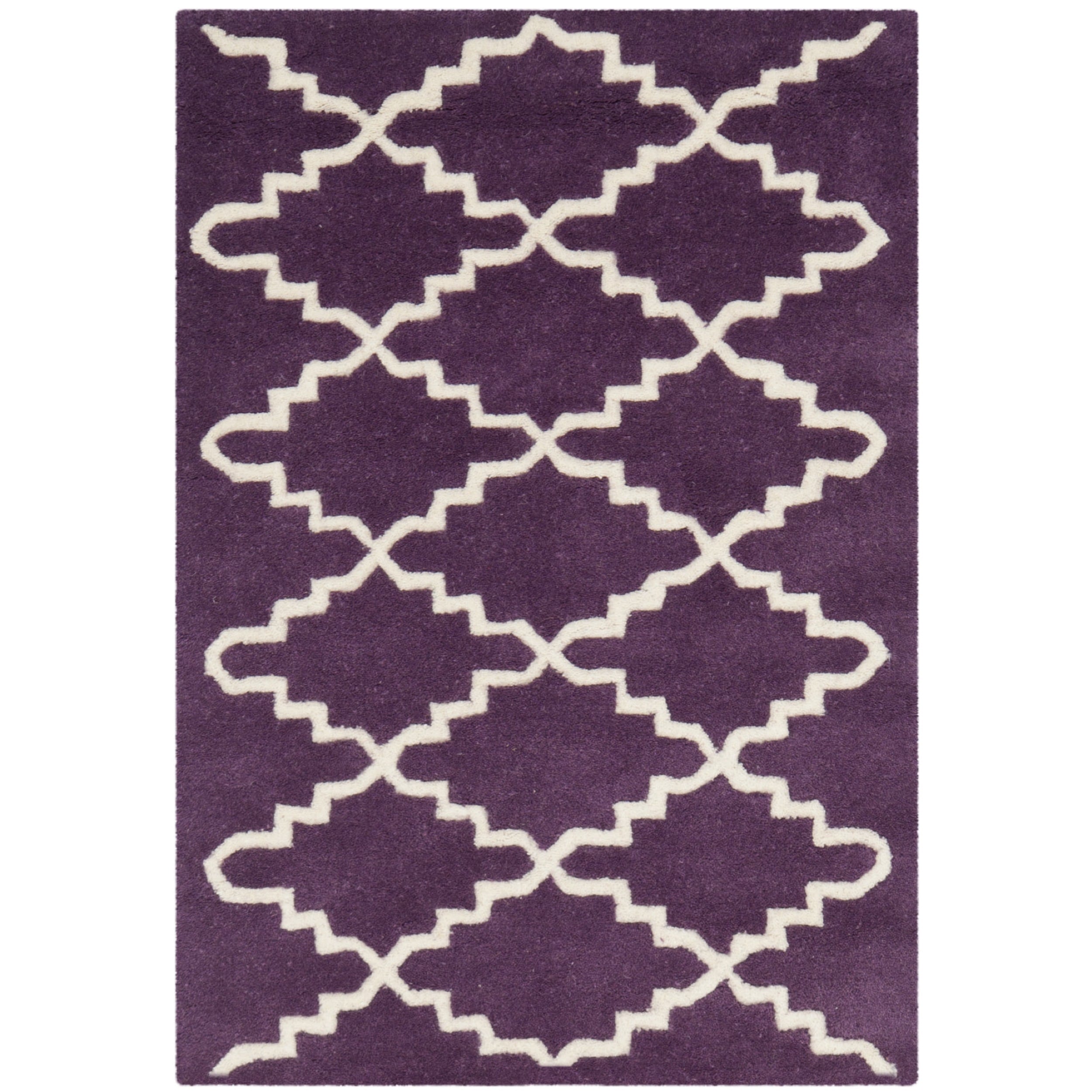 Safavieh Handmade Moroccan Chatham Purple/ Ivory Wool Accent Rug (23 X 5)
