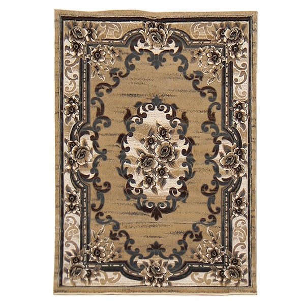 Sculpture Champagne Oriental Design Area Rug (5' x 7') DonnieAnn 5x8   6x9 Rugs