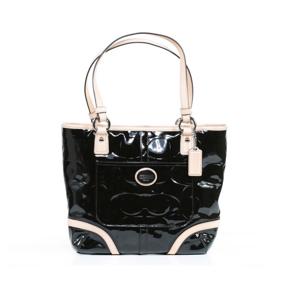 coach black patent leather tote