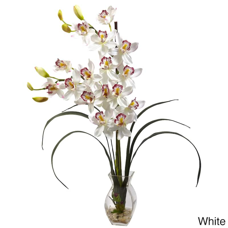 Cymbidium Orchid and Vase Floral Arrangement - Cymbidium Orchid w/Vase Arrangement - White