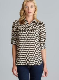 Spense Tab Sleeve Two Pocket Chevron Stripe Shirt Spense Short Sleeve Shirts