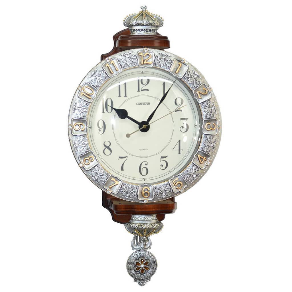 Fabulous Antique Linseng Silver/ Gold Pendulum Wall Clock