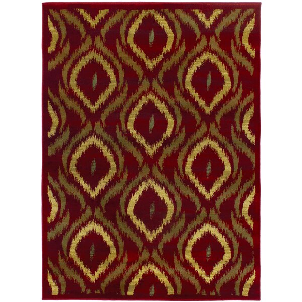 Shop Ikat Fuschia Red Abstract Area Rug 5'5 x 7'8 Free Shipping