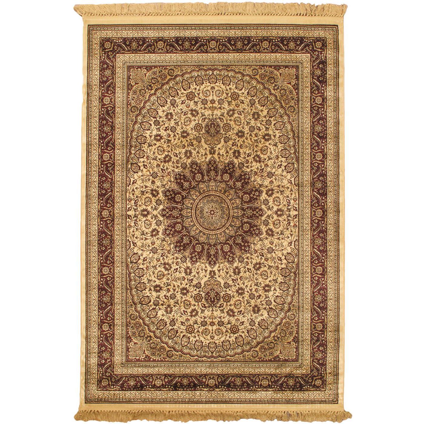 Tabriz Kashmir Cream Medallion Corners Area Rug (52 X 77)