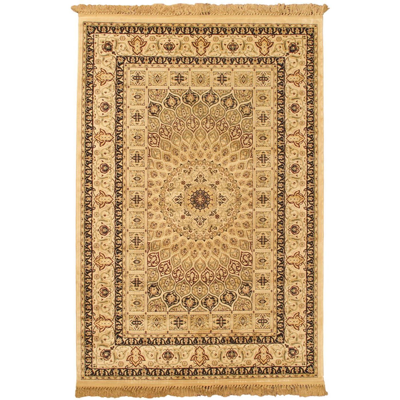 Isfahan Kashmir Cream Medallion Area Rug (52 X 77)