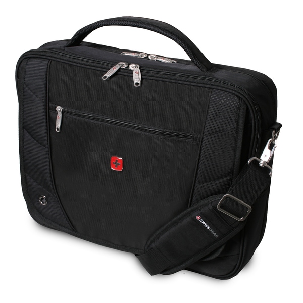 Swiss Gear TSA Black Laptop Messenger Bag - 15675278 - Overstock.com ...