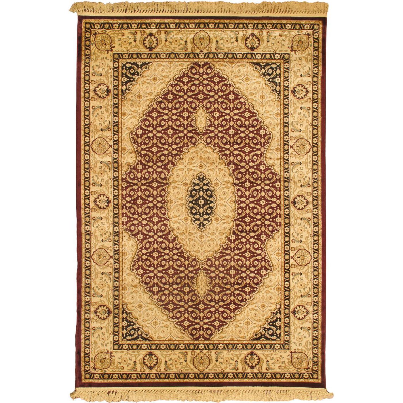 Tabriz Kashmir Burgundy Mahee Area Rug (52 X 77)