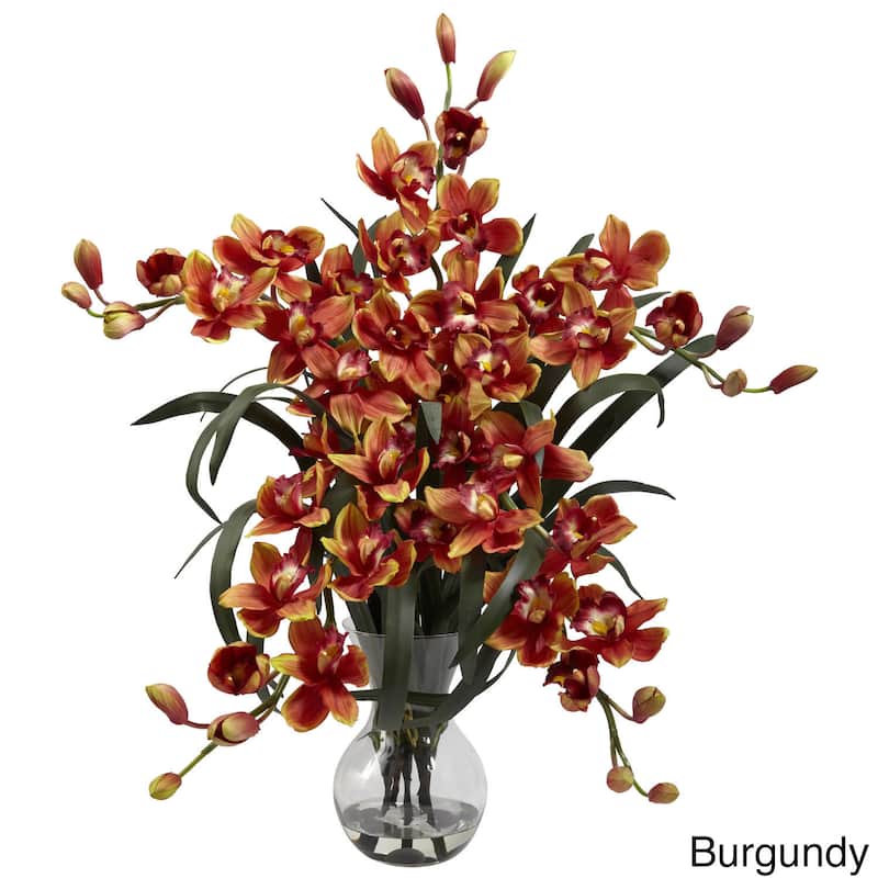 Large Cymbidium with Vase Arrangement - Large Cymbidium W/Vase Arrangement - Burgundy
