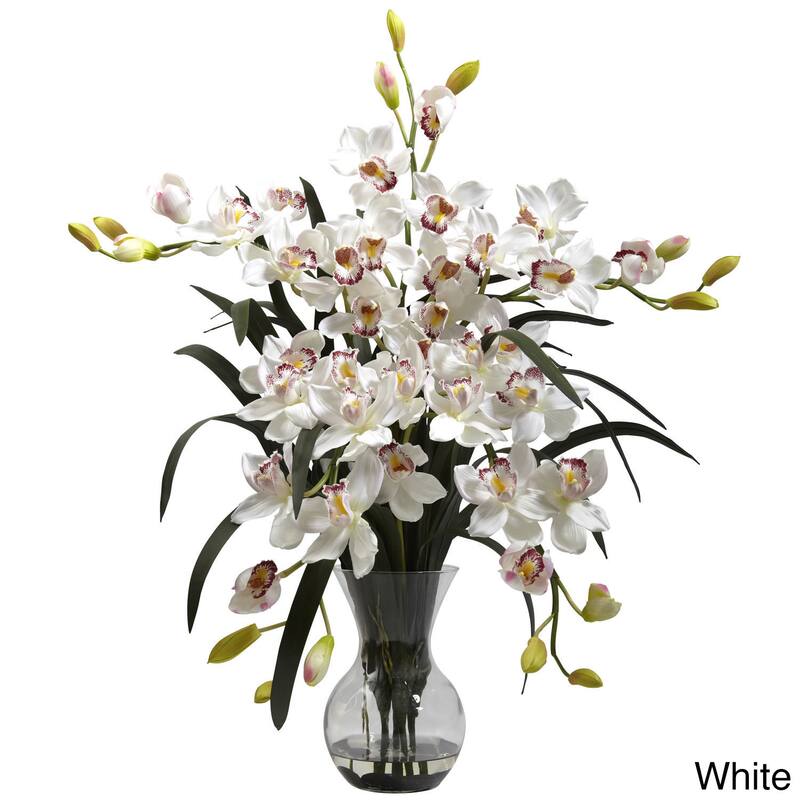 Large Cymbidium with Vase Arrangement - Large Cymbidium W/Vase Arrangement - White