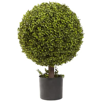 Nearly Natural 27-inch Boxwood Ball Topiary Decorative Plant - Green