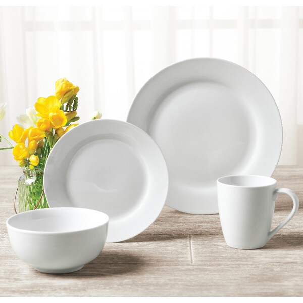Shop TTU Gallery 'Umbria' 16piece White Round Dinnerware Set Free