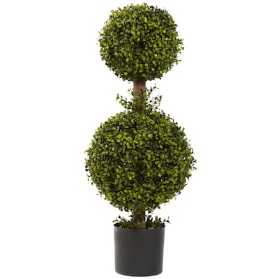 35-Inch Double Boxwood Topiary - Green