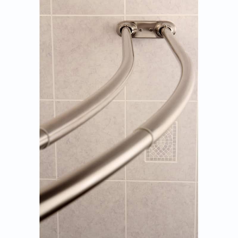 Kingston Brass Curved Adjustable Double Shower Brushed Nickel Curtain Rod - N/A - Satin Nickel