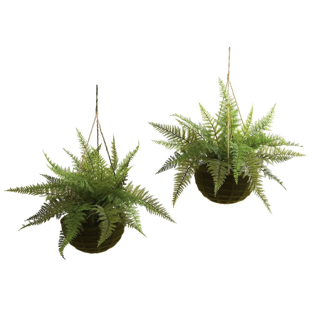 Indoor/ Outdoor Leather Fern and Planter Set (Set of 2) - Brown