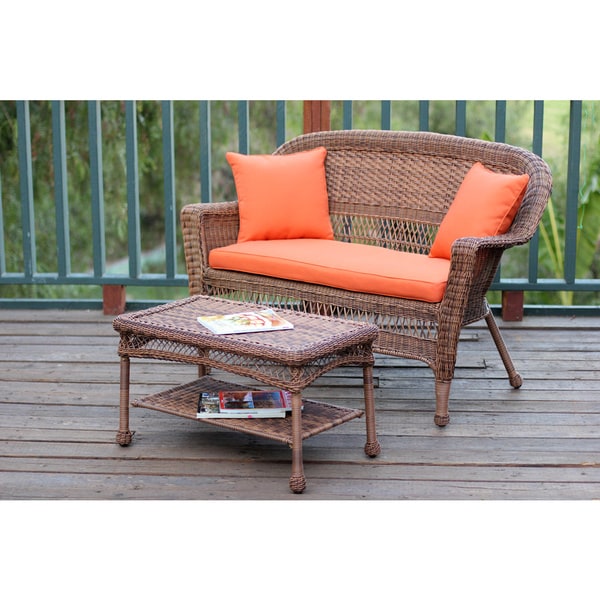 Wicker loveseat deals and coffee table