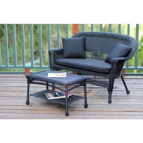 black resin wicker loveseat