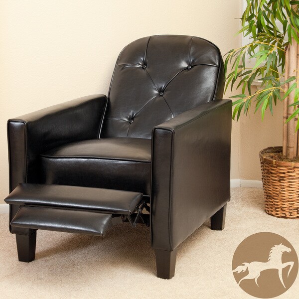 Christopher Knight Home Johnstown Tufted Black Leather Recliner Christopher Knight Home Recliners