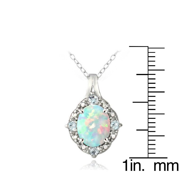 9x7mm Opal & White Topaz Oval Shape Pendant .925 Sterling Silver 9x7mm Opal & White Topaz Oval Shape Pendant .925 Sterling Silver
