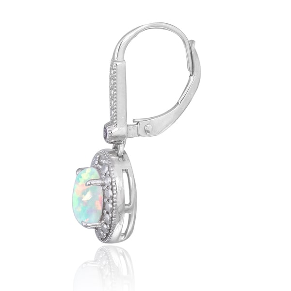 Gold Tone Over Sterling Silver Simulated White Opal 6X4MM Oval Stud Earrings