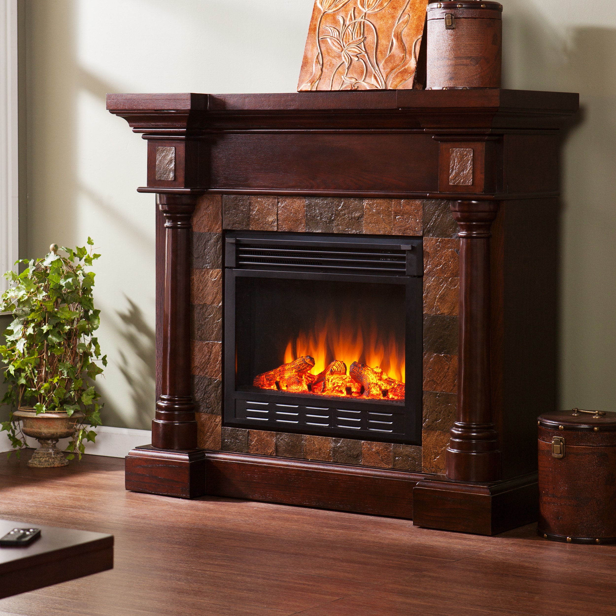Upton Home Blanchard Espresso Convertible Electric Fireplace