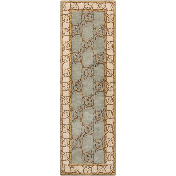 Hand tufted Calhoun Floral Wool Slate Gray Area Rug - 3' x 12' Runner