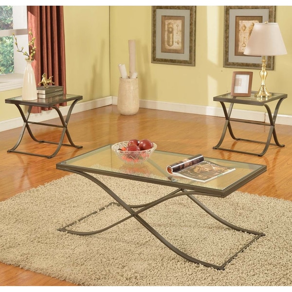 K&B T2041 Cocktail Table with Two End Tables Free Shipping Today