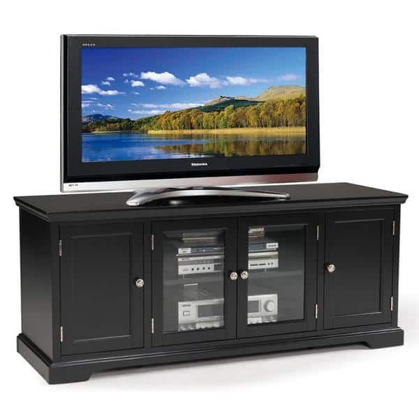 Black Hardwood 60 inch TV Stand   Overstock   8372705