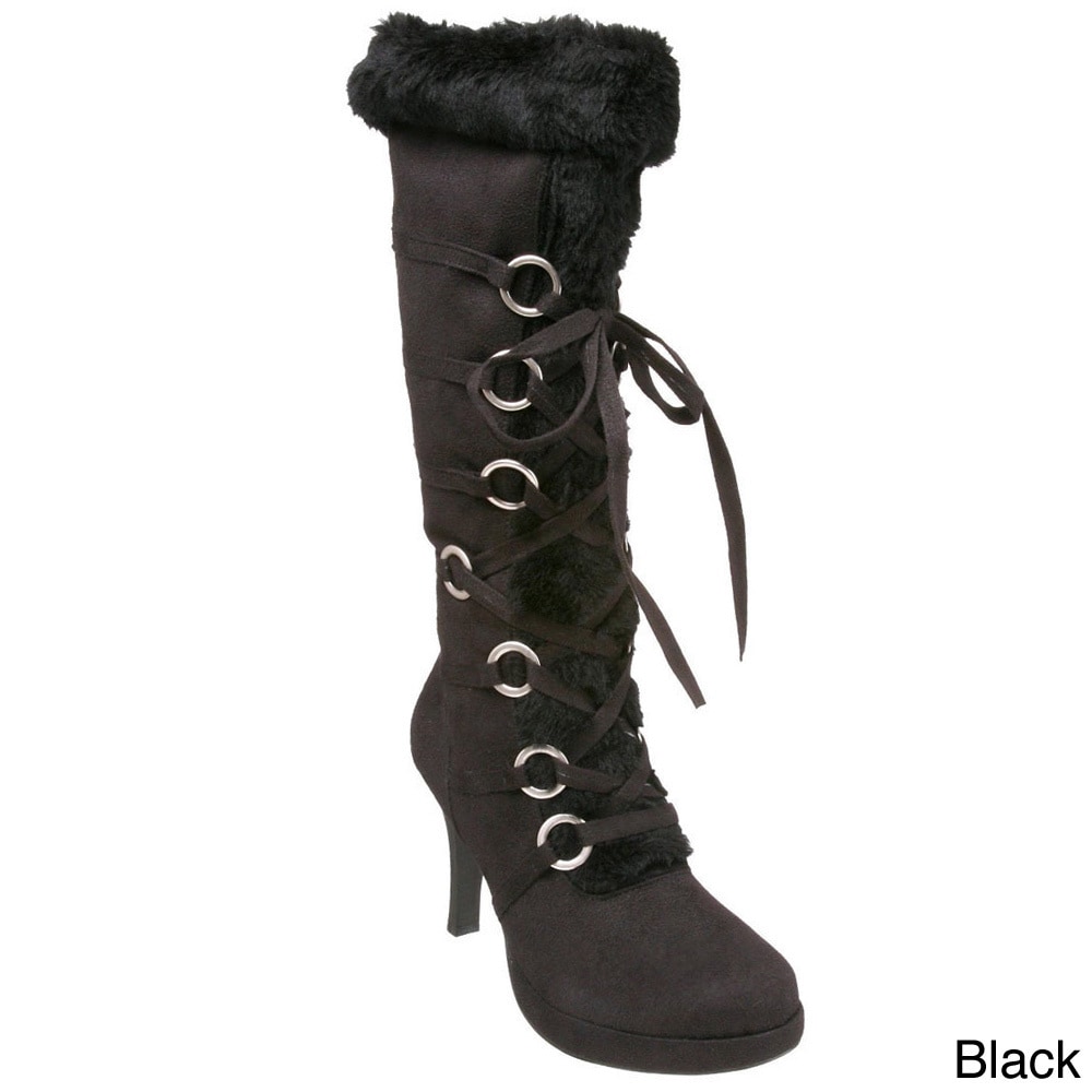 Funtasma Black Boots with White Fur Trim Funtasma Santa-106WC in Black Vegan Leather/White – Pleaser  main image 4