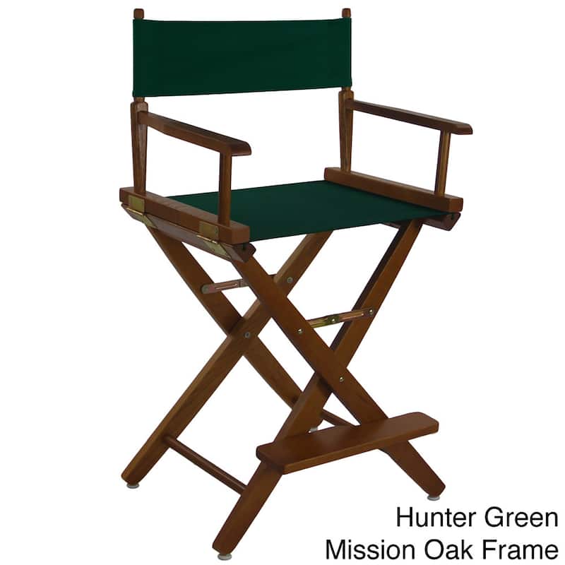 American Trails Extra-Wide Premium 24-inch Counter High Director's Chair - mission oak frame/ hunter green canvas