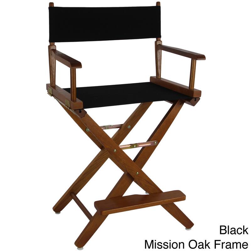 American Trails Extra-Wide Premium 24-inch Counter High Director's Chair - mission oak frame/ black canvas