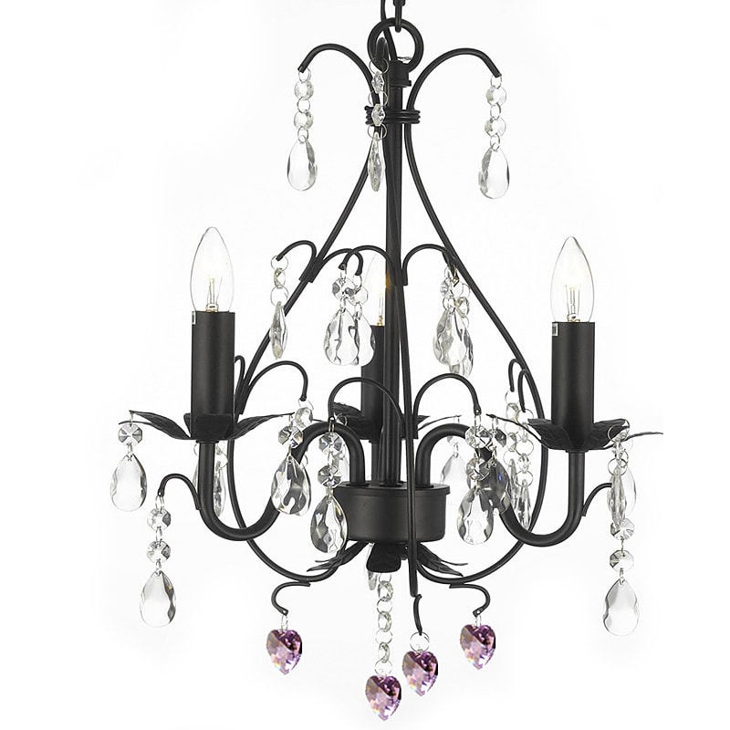 Gallery Wrought Iron/Crystal Pink Hearts Chandeliers (wrought iron and crystal chandelier) - Chandeliers For Bedrooms by Overstock.com