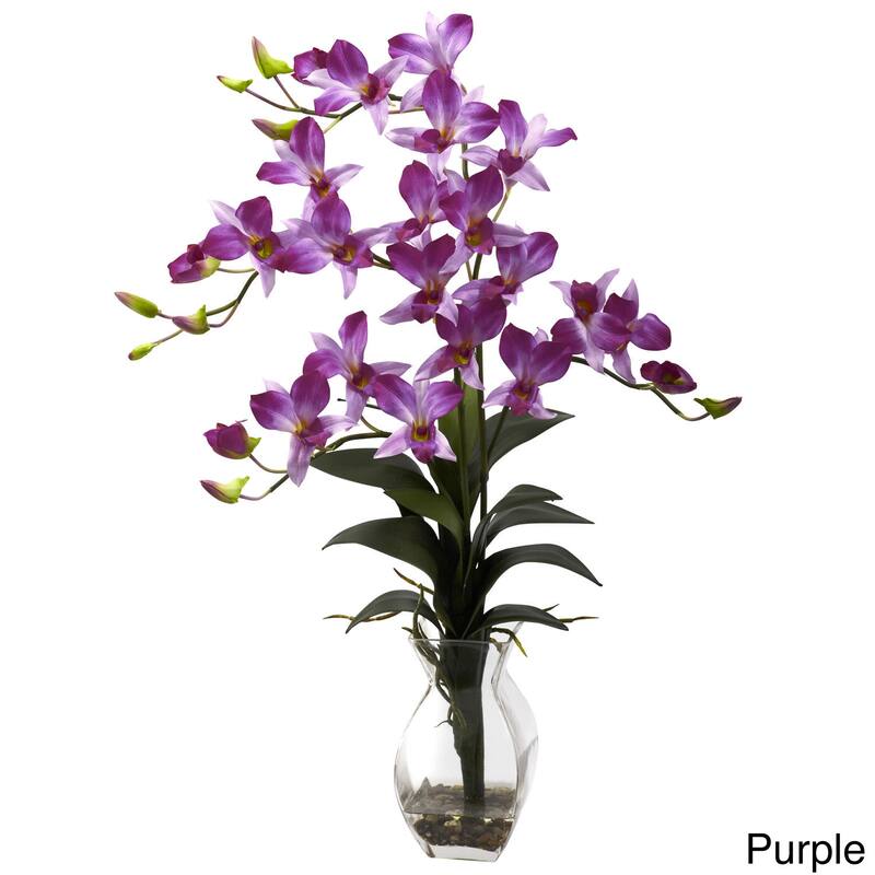 Nearly Natural Dendrobium Orchid Vase Arrangement Decorative Plant