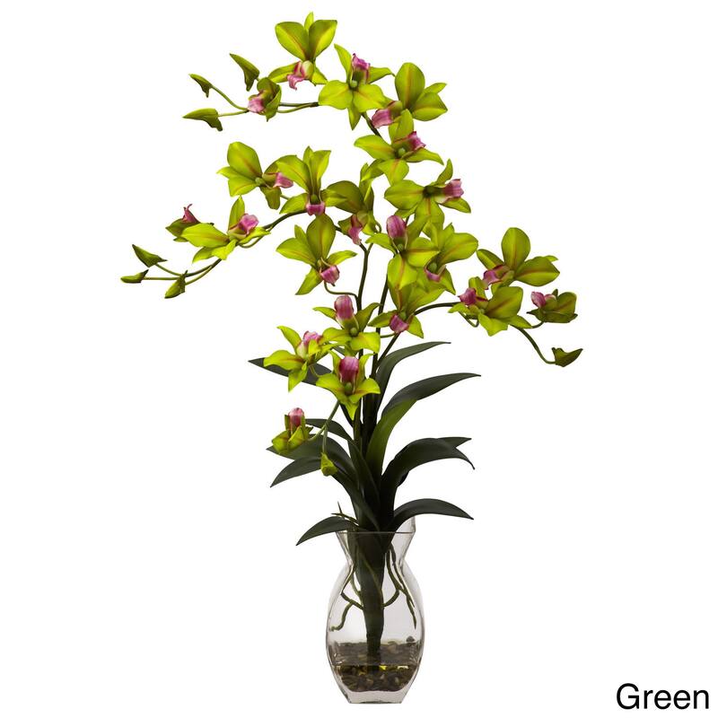 Nearly Natural Dendrobium Orchid Vase Arrangement Decorative Plant