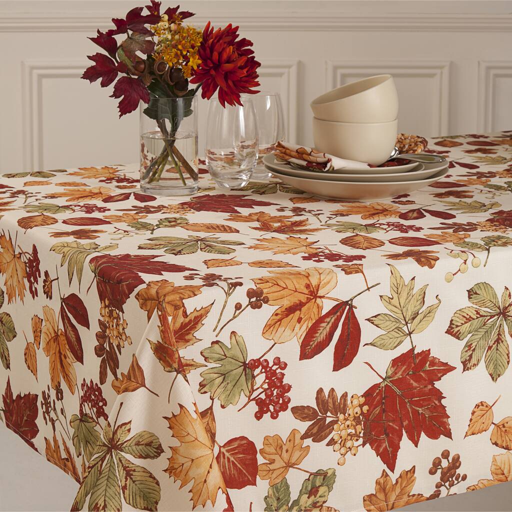 Glen Wood Fall Leaves Micro Fiber Tablecloth