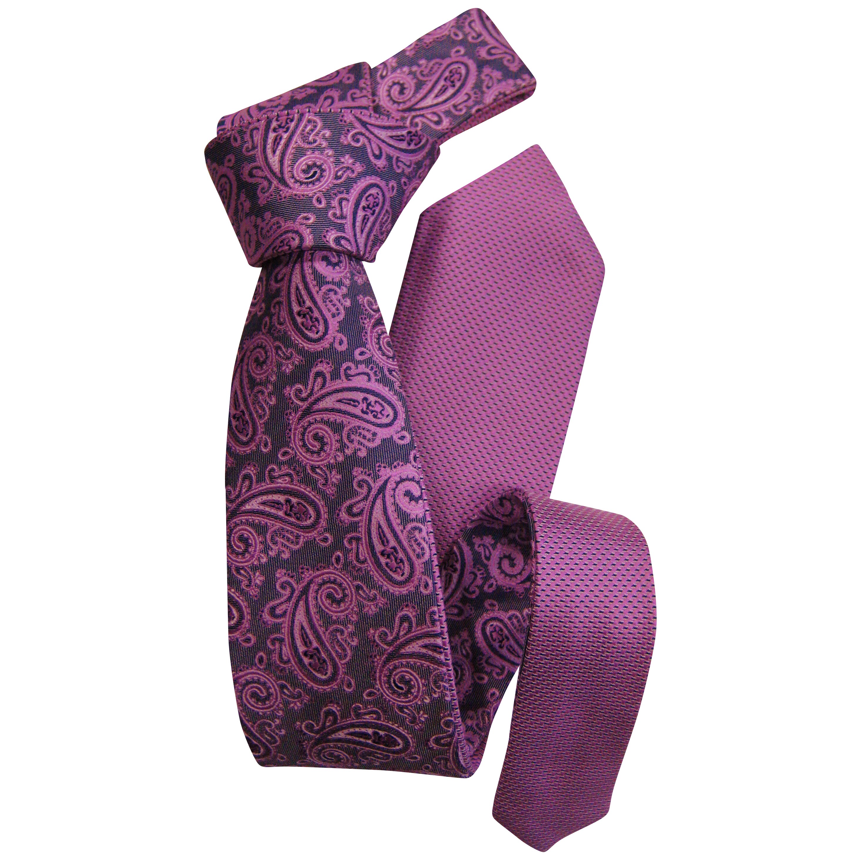 Dmitry Mens Pink Double sided Paisley/solid Patterned Italian Silk Tie (PinkCountry of origin ItalyApproximate length 59 inchesApproximate width 2.75 inchesMaterials 100 percent silkCare instructions Dry cleanAll measurements are approximate.  )