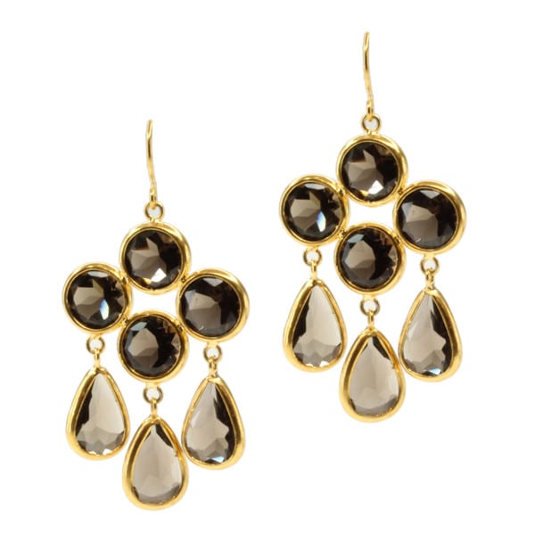 Michael Valitutti/ Kristen Gold over Silver Smokey Quartz Earrings