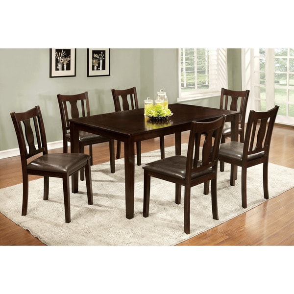 Furniture of America Ciff Urban Brown Faux Leather 7-piece Dining Set