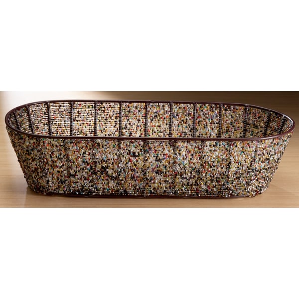 Oval 17 inch Multi color Beads Iron Basket KINDWER Baskets & Bowls