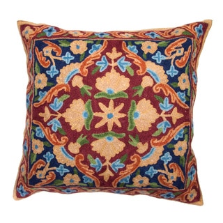 Shop Chain Stitch Embroidery Earth Tone Kashmir Cushion Cover (India ...