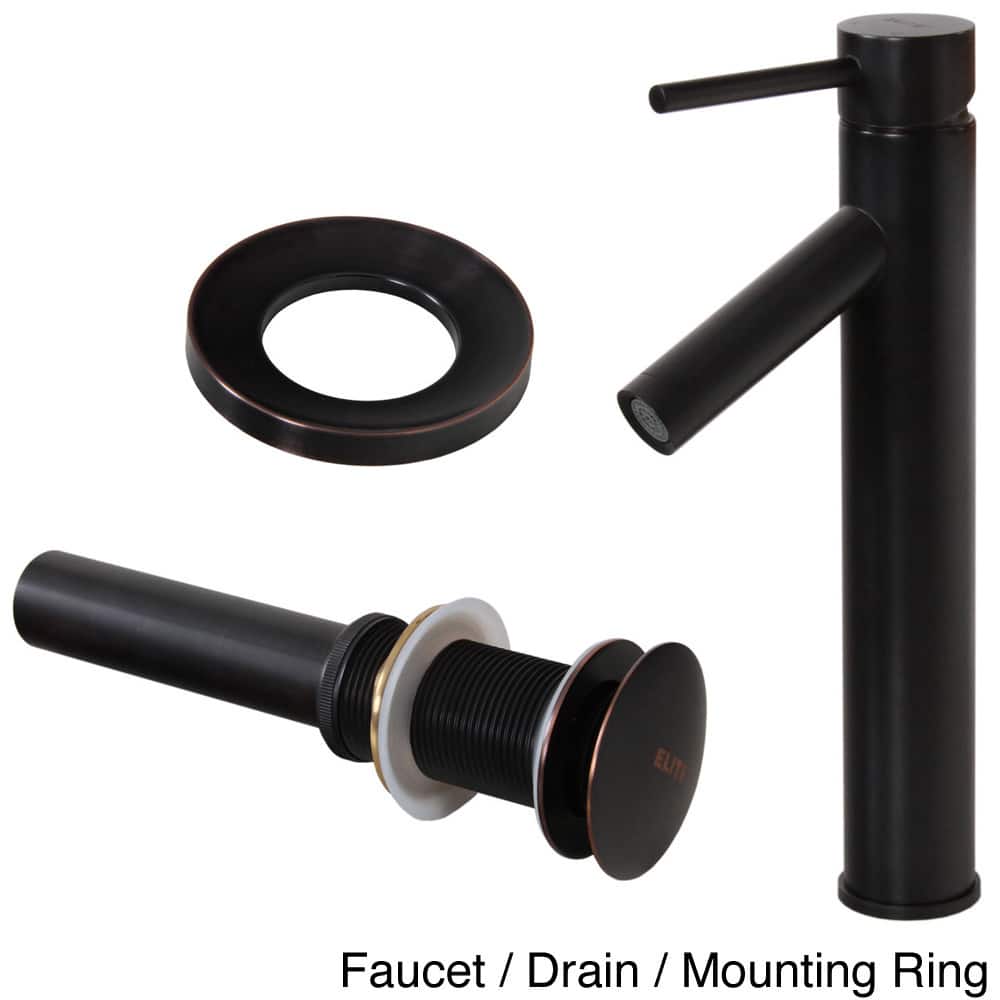 Elite Single Handle Oil Rubbed Bathroom Vessel Sink Faucet with Pop-up Drain
